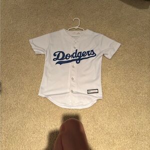 Kids White Dodgers Baseball Jersey